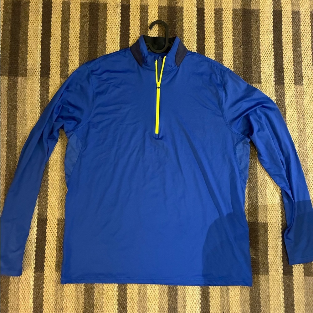 Greyson Wolf 1/4 Zip Pullover Mens L Golf Sports Stretchy Performance Blue